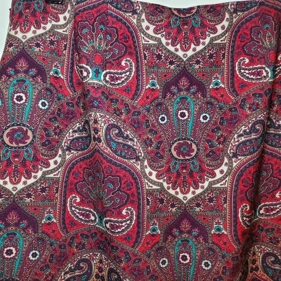 Talbots Opulent Paisley Side Button Faux Wrap Skirt Sz 14 - Picture 7 of 12